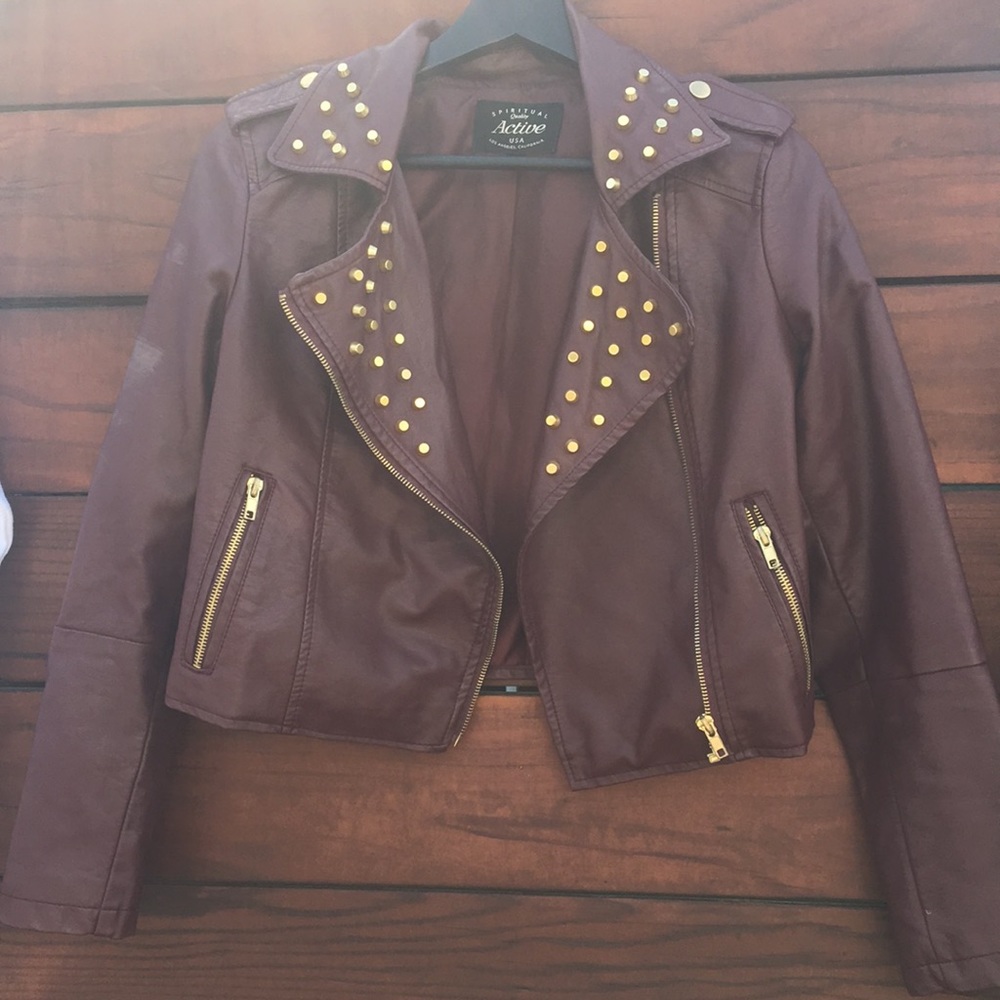 ACTIVE | Gold Studded Faux Leather Jacket!